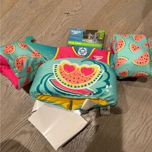 NWT Speedo Watermelon Splash Swim Vest life jacket 30-50lbs one size